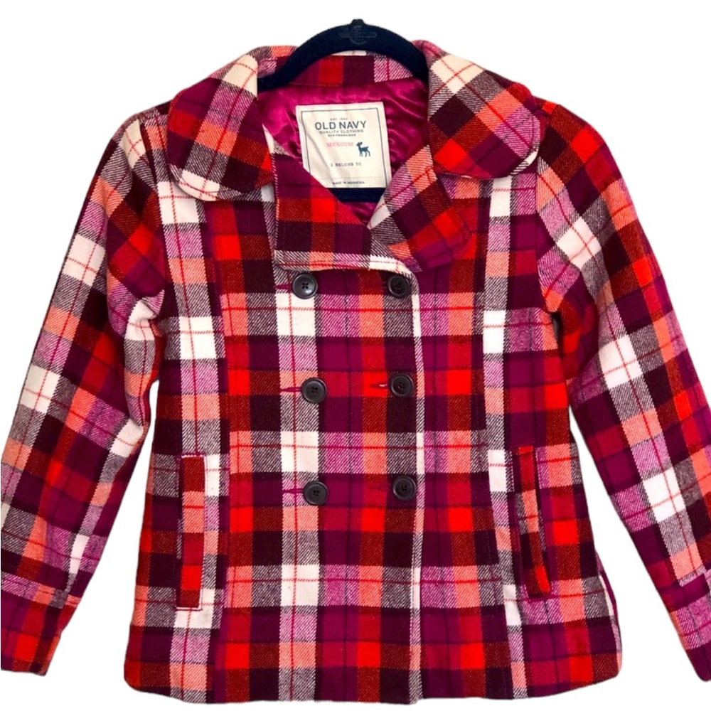 Old Navy Youth Girls Wool Blend Plaid Blazer Sz M